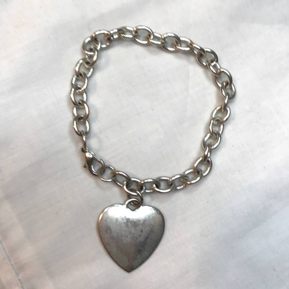 Large Silver Heart Chain Bracelet